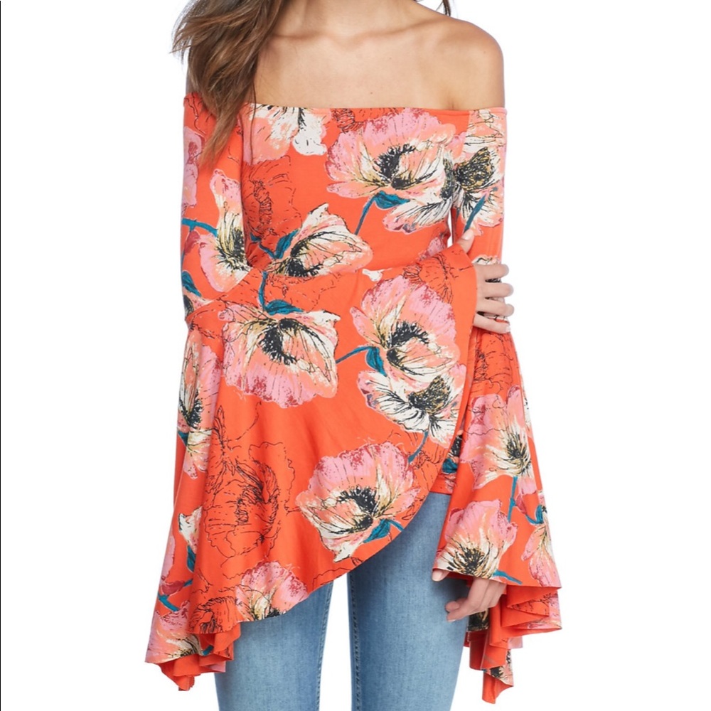 Free People Printed Birds of Paradise Top - Medium